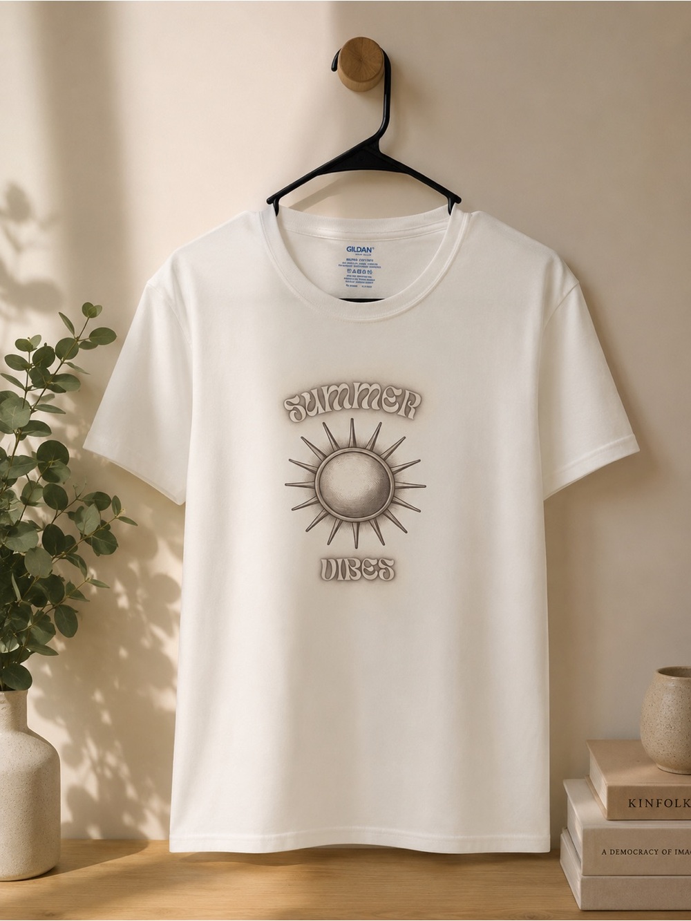 Gildan White Sun Graphic 'Summer Vibes' Tee